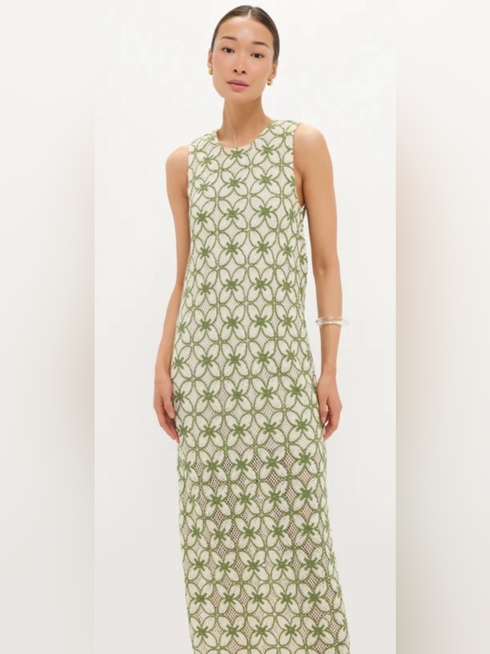 Tuckernuck Fern Lace Crochet Leilani Cream Maxi Dress with cream lining